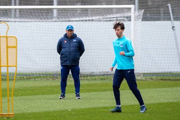 Soccer, Men, Season 2023 24, 2 Bundesliga, Hertha BSC, Training, f l Coach Pal Dardai Hertha BSC , Tim Hoffmann Hertha BSC , 20 02 2024, Copyright: xSebastianxRäppold MatthiasxKochx