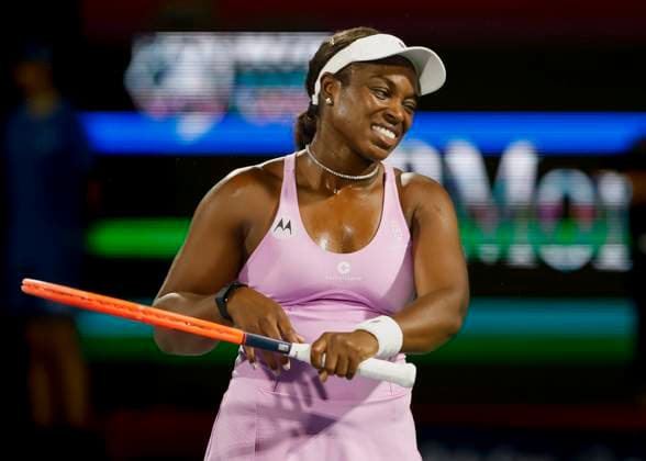 Sloane Stephens reacts upset, anger, disappointed, disappointment, emotion, Dubai Duty Free Tennis Championships, Dubai, U A E Tennis Dubai Tennis Championships 2024 WTA Dubai Duty Free Tennis Stadium Dubai United Arab Emirates 20 February 2024 Copyright: xJuergenxHasenkopfx