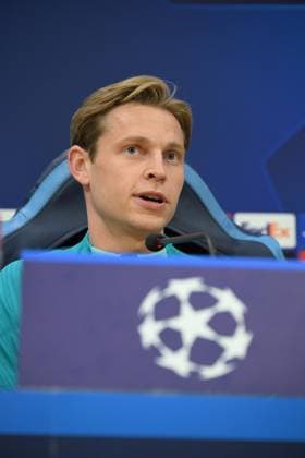 February 20, 2024, Naples, Italy: Barcelona™s midfielder Frenkie de Jong attends the press conference, PK, Pressekonferenz at the Diego Armando Maradona stadium in Naples, Italy, 20 February 2024. FC Barcelona, Barca will face SSC Napoli in their UEFA Champions League soccer match on 21 February 2024. ANSA CIRO FUSCO UEFA Champions League - SSC Napoli vs FC Barcelona  - ZUMAa110 20240220_zaf_a110_056 Copyright: xCiroxFuscox
