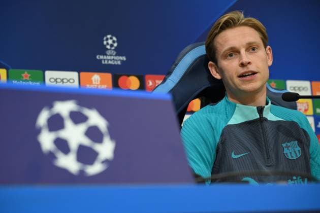 February 20, 2024, Naples, Italy: Barcelona™s midfielder Frenkie de Jong attends the press conference, PK, Pressekonferenz at the Diego Armando Maradona stadium in Naples, Italy, 20 February 2024. FC Barcelona, Barca will face SSC Napoli in their UEFA Champions League soccer match on 21 February 2024. ANSA CIRO FUSCO UEFA Champions League - SSC Napoli vs FC Barcelona  - ZUMAa110 20240220_zaf_a110_057 Copyright: xCiroxFuscox