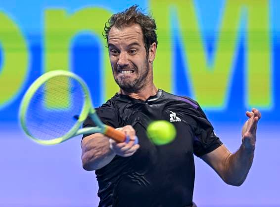 ATP, Tennis Herren Qatar Exxonmobil Open Tennis Tournament 2024 Richard Gasquet of France is playing against Alexander Shevchenko of Kazakhstan in his round of 32 singles match at the ATP Qatar ExxonMobil Open tennis tournament at the Khalifa International Tennis Complex in Doha, Qatar, on February 20, 2024. DOHA Qatar  Copyright: xNoushadxThekkayilx originalFilename:varittyakkal-atpqatar240220_np4gB.jpg