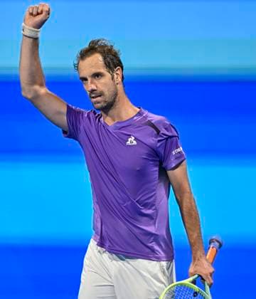 ATP, Tennis Herren Qatar Exxonmobil Open Tennis Tournament 2024 Richard Gasquet of France is celebrating his win in the round of 32 singles match against Alexander Shevchenko of Kazakhstan at the ATP Qatar ExxonMobil Open tennis tournament at the Khalifa International Tennis Complex in Doha, Qatar, on February 20, 2024. DOHA Qatar  Copyright: xNoushadxThekkayilx originalFilename:varittyakkal-atpqatar240220_npw8x.jpg