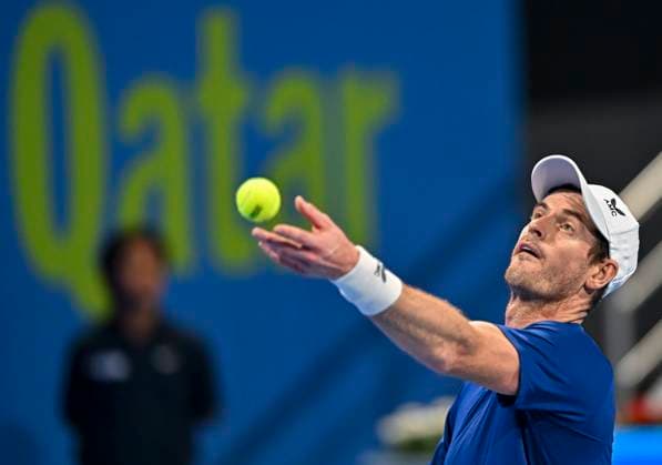 ATP, Tennis Herren Qatar Exxonmobil Open Tennis Tournament 2024 Andy Murray from Great Britain is playing against Alexandre Muller from France in his round of 32 singles match at the ATP Qatar ExxonMobil Open tennis tournament at the Khalifa International Tennis Complex in Doha, Qatar, on February 20, 2024. DOHA Qatar  Copyright: xNoushadxThekkayilx originalFilename:varittyakkal-atpqatar240220_npfWX.jpg