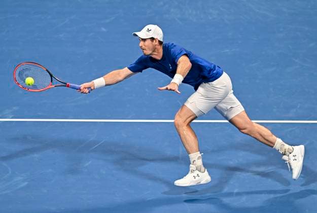 ATP, Tennis Herren Qatar Exxonmobil Open Tennis Tournament 2024 Andy Murray from Great Britain is playing against Alexandre Muller from France in his round of 32 singles match at the ATP Qatar ExxonMobil Open tennis tournament at the Khalifa International Tennis Complex in Doha, Qatar, on February 20, 2024. DOHA Qatar  Copyright: xNoushadxThekkayilx originalFilename:varittyakkal-atpqatar240220_npXiV.jpg