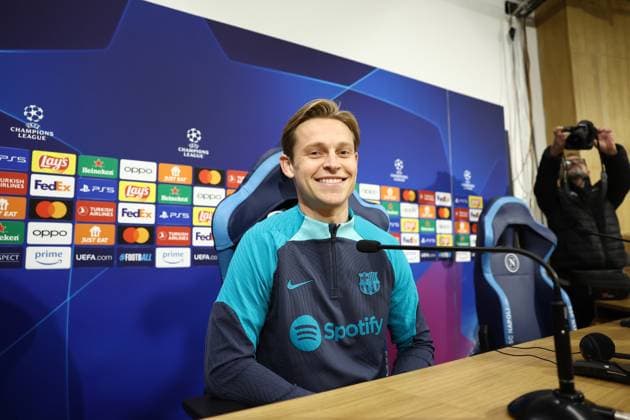 Foto Alessandro Garofalo LaPresse 20 febbraio 2024 Napoli, Italia calcio Champions League 2023 2024 - stadio Diego Armando Maradona conferenza stampa Barcelona Nella foto: Frenkie de Jong FC Barcelona, Barca Febraury 20, 2024 Naples, Italy sport soccer Champions League 2023 2024 - Diego Armando Maradona stadium press conference, PK, Pressekonferenz Barcelona In the pic: Frenkie de Jong (FC Barcelona)  Copyright: xAlessandroxGarofalo LaPressex