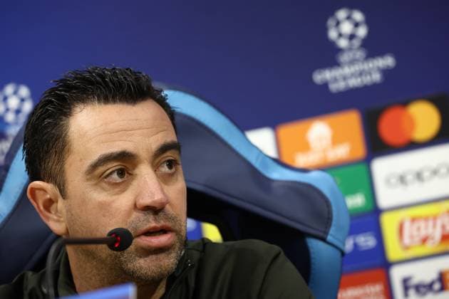 Foto Alessandro Garofalo LaPresse 20 febbraio 2024 Napoli, Italia calcio Champions League 2023 2024 - stadio Diego Armando Maradona conferenza stampa Barcelona Nella foto: Xavi allenatore allenatore FC Barcelona, Barca Febraury 20, 2024 Naples, Italy sport soccer Champions League 2023 2024 - Diego Armando Maradona stadium press conference, PK, Pressekonferenz Barcelona In the pic: Xavi allenatore coach (FC Barcelona)  Copyright: xAlessandroxGarofalo LaPressex