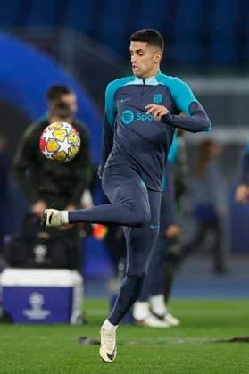 Joao Cancelo FC Barcelona, Barca in action, UEFA Champions League Round of 16, FC Barcelona training, Diego Armando Maradona Stadium, February 20, 2024, Naples, Italy.