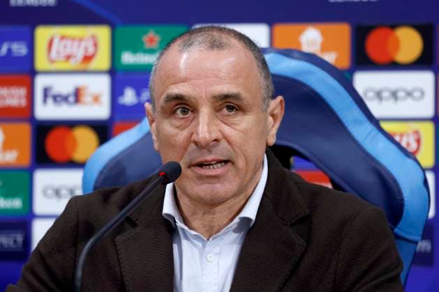 Head coach Francesco Calzona (SSC Napoli) looks on, UEFA Champions League Round of 16, SSC Napoli press conference, PK, Pressekonferenz Diego Armando Maradona Stadium, February 20, 2024, Naples, Italy.