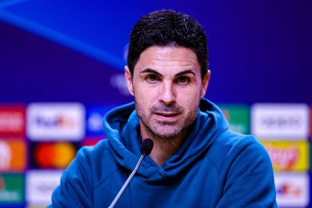 FC Porto 20 02 2024. Press and Training Mikel Arteta Manager of Arsenal during the press conference, PK, Pressekonferenz ahead of FC Porto v Arsenal in the Champions League, at Estadio do Dragao, Porto, Portugal on 20 February 2024. Editorial use only , Copyright: xNigelxKeenex PSI-19098-0011