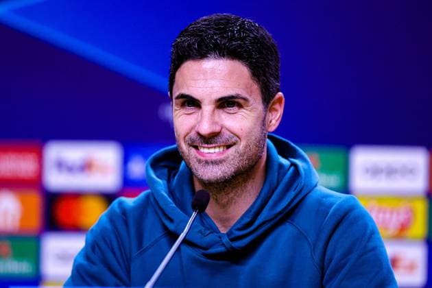 FC Porto 20 02 2024. Press and Training Mikel Arteta Manager of Arsenal during the press conference, PK, Pressekonferenz ahead of FC Porto v Arsenal in the Champions League, at Estadio do Dragao, Porto, Portugal on 20 February 2024. Editorial use only , Copyright: xNigelxKeenex PSI-19098-0013