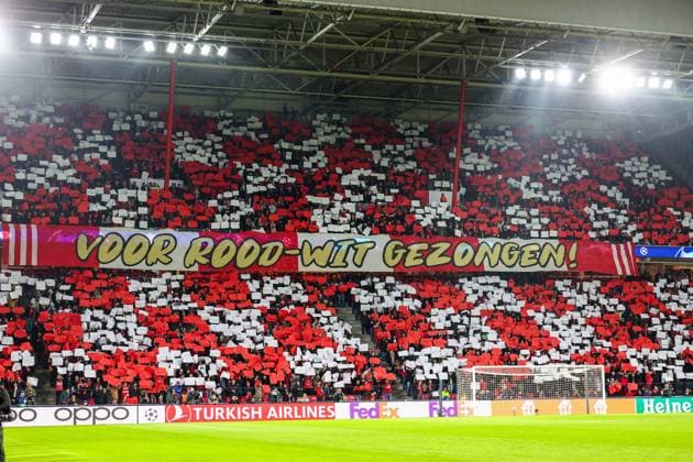 EINDHOVEN, 20-02-2024, Philips Stadium, UEFA Champions League season 2023 24, match between PSV and Borussia Dortmund, PSV fans before the match PSV - Borussia Dortmund  x24343844x Copyright: