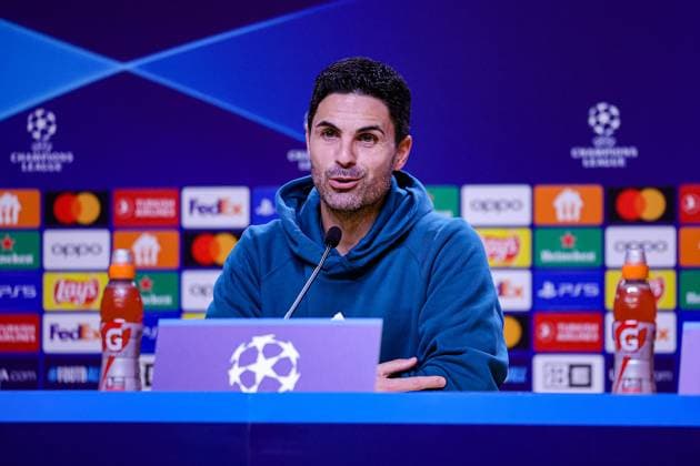 FC Porto 20 02 2024. Press and Training Mikel Arteta Manager of Arsenal during the press conference, PK, Pressekonferenz ahead of FC Porto v Arsenal in the Champions League, at Estadio do Dragao, Porto, Portugal on 20 February 2024. Editorial use only , Copyright: xNigelxKeenex PSI-19098-0021