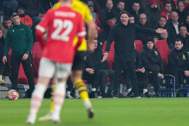 20 02 2024, Football, Season 2023 2024, UEFA Champions League, Round of 16, Round 1, PSV Eindhoven Borussia Dortmund, Coach Edin Terzic Borussia Dortmund shouts, Eindhoven Philips Stadium North Brabant Netherlands xRHR PHOTO ENx Copyright: DennisxEwert RHR-FOTOx RHR-FOTO DE