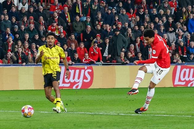 EINDHOVEN, 20-02-2024, Philips Stadium, UEFA Champions League season 2023 24, match between PSV and Borussia Dortmund, PSV player Malik Tillman PSV - Borussia Dortmund  x24344133x Copyright: