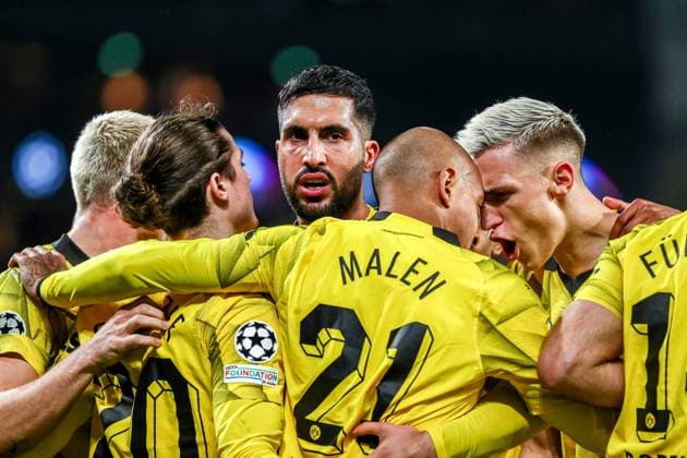 Goal, goal celebration, for 0 1 by Donyell Malen Borussia Dortmund BVB, 21 , NLD, PSV Eindhoven vs Borussia Dortmund BVB, UEFA Champions League 2023 24 Round of 16, first leg, 20 02 2024, NLD, PSV Eindhoven vs Borussia Dortmund BVB, UEFA Champions League 2023 24 Round of 16, first leg, 20 02 2024, photo Eibner Pressefoto Gabriel Boia EIndhoven Copyright: xEibner-Pressefoto GabrielxBoiax EP_EER