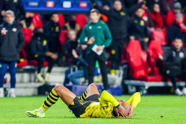 EINDHOVEN, 20-02-2024, Philips Stadium, UEFA Champions League season 2023 24, match between PSV and Borussia Dortmund, Borussia Dortmund player Donyell Malen PSV - Borussia Dortmund  x24344510x Copyright: