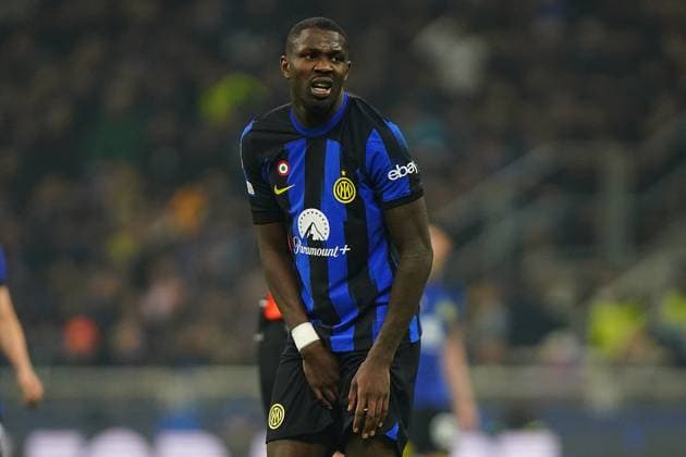 Foto Spada LaPresse 20 febbraio 2024 - Milano , Italia - calcio - Fc Inter Vs Atletico Madrid - Champions League 2023 2024 - Stadio San Siro Nella foto: Marcus Thuram (FC Inter); infortunio February 20 , 2024 Milan , Italy - sport, calcio - Fc Inter Vs Atletico Madrid - Champions League 2023 2024 - San Siro Stadium . In the pic : Marcus Thuram (FC Inter); injured  Copyright: xSpada LaPressex