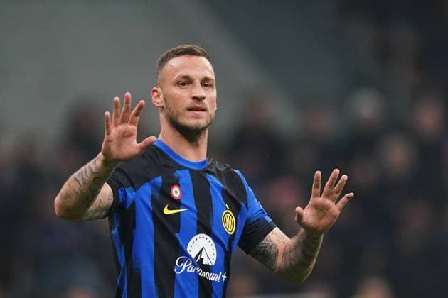Foto Spada LaPresse 20 febbraio 2024 - Milano , Italia - calcio - Fc Inter Vs Atletico Madrid - Champions League 2023 2024 - Stadio San Siro Nella foto:marko arnautovic (FC Inter); February 20 , 2024 Milan , Italy - sport, calcio - Fc Inter Vs Atletico Madrid - Champions League 2023 2024 - San Siro Stadium . In the pic : marko arnautovic (FC Inter);  Copyright: xSpada LaPressex