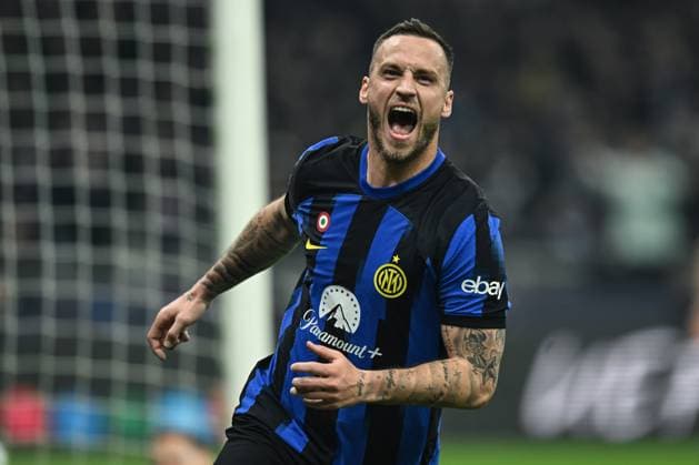 Db Milano 20 02 2024 - Champions League Inter-Atletico Madrid foto Daniele Buffa Image nella foto: esultanza gol Marko Arnautovic 