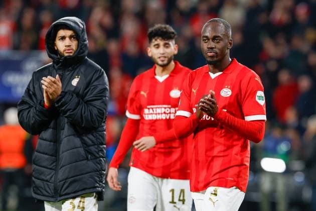 EINDHOVEN, 20-02-2024, Philips Stadium, UEFA Champions League season 2023 24, match between PSV and Borussia Dortmund, PSV player Jordan Teze after the match with a endscore of 1-1 PSV - Borussia Dortmund  x24345707x Copyright: