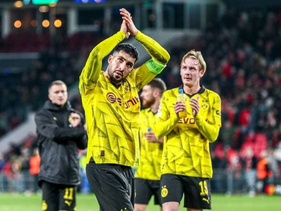 Emre Can Borussia Dortmund BVB, 23 and Julian Brandt Borussia Dortmund BVB, 19 after the match, NLD, PSV Eindhoven vs Borussia Dortmund BVB, UEFA Champions League 2023 24 Round of 16, first leg, 20 02 2024, NLD, PSV Eindhoven vs Borussia Dortmund BVB, UEFA Champions League 2023 24 Round of 16, first leg, 20 02 2024, photo Eibner Pressefoto Gabriel Boia EIndhoven Copyright: xEibner-Pressefoto GabrielxBoiax EP_EER