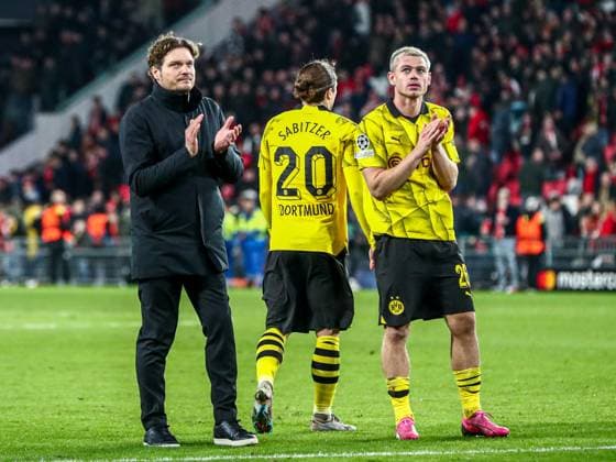 Edin Terzic Borussia Dortmund BVB, head coach and Julian Ryerson Borussia Dortmund BVB, 26 gestures, gestures after the match, NLD, PSV Eindhoven vs Borussia Dortmund BVB, UEFA Champions League 2023 24 Round of 16, first leg, 20 02 2024, NLD, PSV Eindhoven vs Borussia Dortmund BVB, UEFA Champions League 2023 24 Round of 16, first leg, 20 02 2024, photo Eibner Pressefoto Gabriel Boia EIndhoven Copyright: xEibner-Pressefoto GabrielxBoiax EP_EER