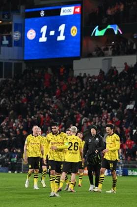 240220 UEFA CL Round of 16 PSV Eindhoven - Borussia Dortmund Emre Can of Borussia Dortmund pictured with the score board after a football game between PSV Eindhoven and Borussia Dortmund during the 1st leg of the Round of 16 in the UEFA Champions League 2023 - 2024 competition on February 20, 2024 in Eindhoven, The Netherlands. (Photo by Maarten Straetemans Isosport) EINDHOVEN The Netherlands  Copyright: xx 440918