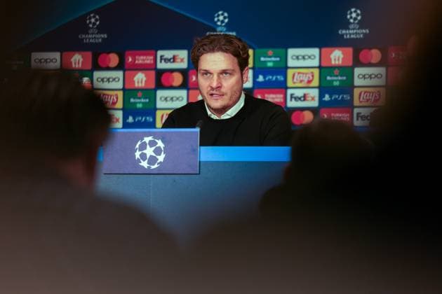 20 02 2024, Football, Season 2023 2024, UEFA Champions League, Round of 16, Round 1, PSV Eindhoven Borussia Dortmund, Press conference with coach Edin Terzic Borussia Dortmund , Eindhoven Philips Stadium North Brabant Netherlands xRHR PHOTO ENx Copyright: DennisxEwert RHR-FOTOx RHR-FOTO DE