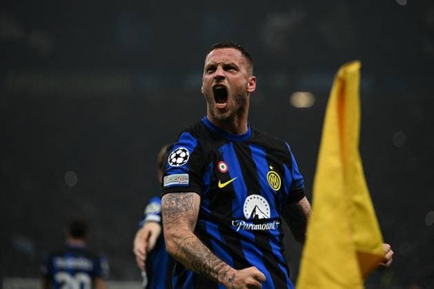 UEFA Champions League football match - Inter - FC Internazionale vs Atletico Madrid Marko Arnautovic of Fc Inter celebrating after a goal during the UEFA Champions League match between Inter FC Internazionale and Club Atletico De Madrid, on 20 of February 2024, at Giuseppe Meazza San Siro Siro stadium in Milan, Italy. Photo Tiziano Ballabio Milan Italy  Copyright: xIPAxSport ABACAx