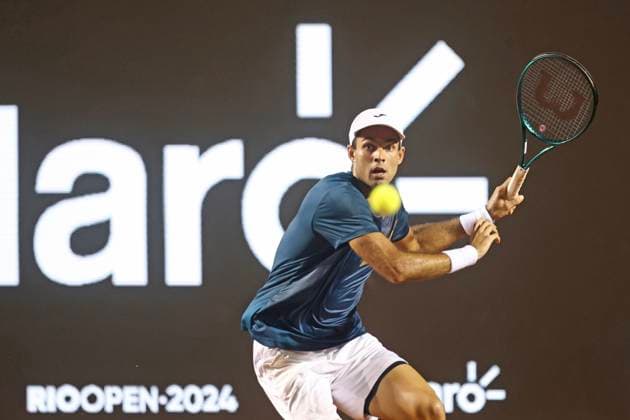 20th February 2024: Jockey Club, Brasileiro, Brazil: Rio Open Tennis tournament: Facundo Diaz Acosta (ARG) against Stan Wawrinka (SUI)  ActionPlus12610820 DiaEsportivo