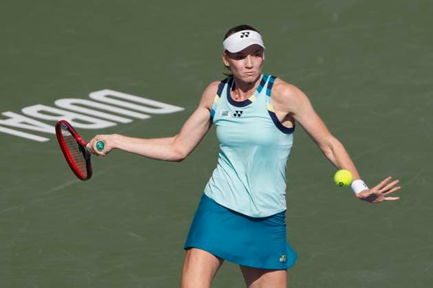 Elena Rybakina KAZ , Dubai Duty Free Tennis Championships, Dubai, U A E Tennis Dubai Tennis Championships 2024 WTA Dubai Duty Free Tennis Stadium Dubai United Arab Emirates 21 February 2024 Copyright: xJuergenxHasenkopfx