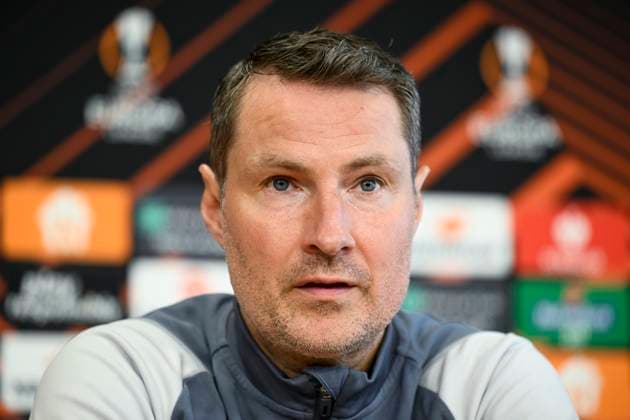 Head coach Brian Priske attends a news conference before the Europa League 2nd round return leg match AC Sparta Prague vs Galatasaray Istanbul, Prague, February 21, 2024. (CTKxPhoto OndrejxDeml) CTKPhotoP2024022104285  CTKPhotoP2024022104285