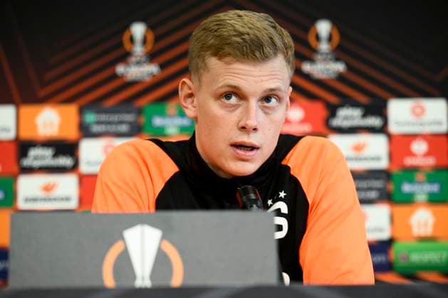 Player Filip Panak attends a news conference before the Europa League 2nd round return leg match AC Sparta Prague vs Galatasaray Istanbul, Prague, February 21, 2024. (CTKxPhoto OndrejxDeml) CTKPhotoP2024022104286  CTKPhotoP2024022104286