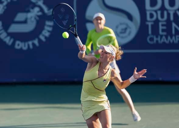Aliaksandra Sasnovich, Laura Siegemund, Womens Doubles, Dubai Duty Free Tennis Championships, Dubai, U A E Tennis Dubai Tennis Championships 2024 WTA Dubai Duty Free Tennis Stadium Dubai United Arab Emirates 21 February 2024 Copyright: xJuergenxHasenkopfx