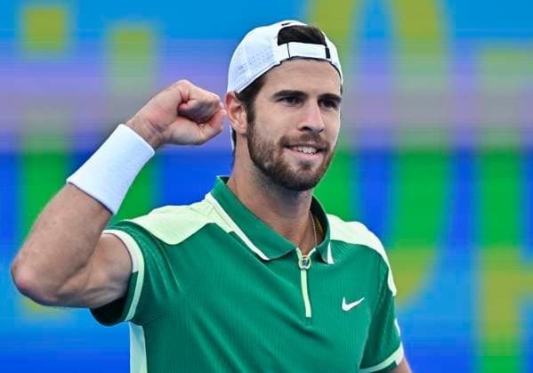 ATP, Tennis Herren Qatar Exxonmobil Open Tennis Tournament 2024 Karen Khachanov is celebrating his victory in the round of 16 singles match against Fabian Marozsan of Hungary at the ATP Qatar ExxonMobil Open tennis tournament at the Khalifa International Tennis Complex in Doha, Qatar, on February 21, 2024. DOHA Qatar  Copyright: xNoushadxThekkayilx originalFilename:varittyakkal-atpqatar240221_npEC0.jpg