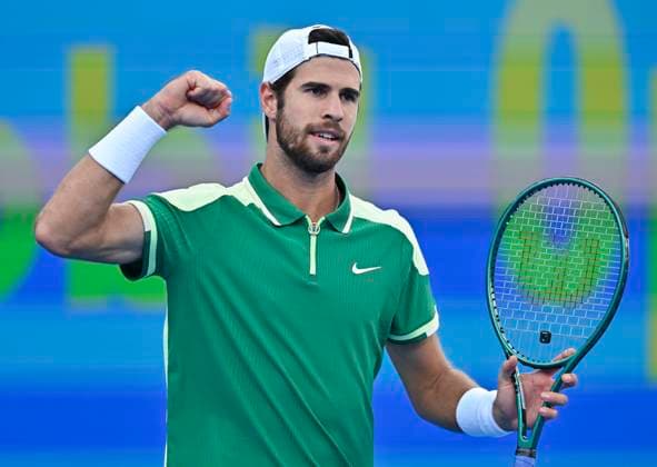 ATP, Tennis Herren Qatar Exxonmobil Open Tennis Tournament 2024 Karen Khachanov is celebrating his victory in the round of 16 singles match against Fabian Marozsan of Hungary at the ATP Qatar ExxonMobil Open tennis tournament at the Khalifa International Tennis Complex in Doha, Qatar, on February 21, 2024. DOHA Qatar  Copyright: xNoushadxThekkayilx originalFilename:varittyakkal-atpqatar240221_npU2f.jpg