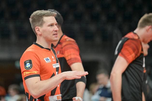 Berlin, Germany January 21, 2024 CL Volleyball 1 4 Final 2023 2024 Berlin Recycling Volleys vs Itas Trentino In the picture Johannes Tille BR Volleys Copyright: xFotostandx xReuhlx