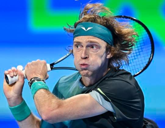 ATP, Tennis Herren Qatar Exxonmobil Open Tennis Tournament 2024 Andrey Rublev is playing against Richard Gasquet of France in his round of 16 singles match at the ATP Qatar ExxonMobil Open tennis tournament at the Khalifa International Tennis Complex in Doha, Qatar, on February 21, 2024. DOHA Qatar  Copyright: xNoushadxThekkayilx originalFilename:varittyakkal-atpqatar240221_npJdk.jpg