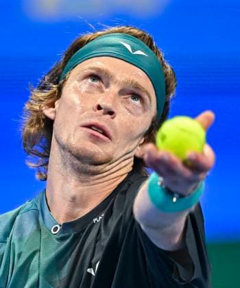ATP, Tennis Herren Qatar Exxonmobil Open Tennis Tournament 2024 Andrey Rublev is playing against Richard Gasquet of France in his round of 16 singles match at the ATP Qatar ExxonMobil Open tennis tournament at the Khalifa International Tennis Complex in Doha, Qatar, on February 21, 2024. DOHA Qatar  Copyright: xNoushadxThekkayilx originalFilename:varittyakkal-atpqatar240221_npjOU.jpg