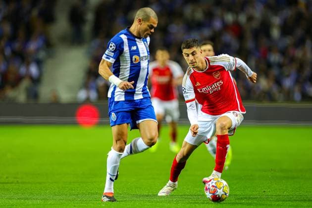 FC Porto v Arsenal Champions League 21 02 2024. Kai Havertz (29) of Arsenal during the Champions League match between FC Porto and Arsenal at Estadio do Dragao, Porto, Portugal on 21 February 2024. Editorial use only , Copyright: xNigelxKeenex PSI-19079-0013