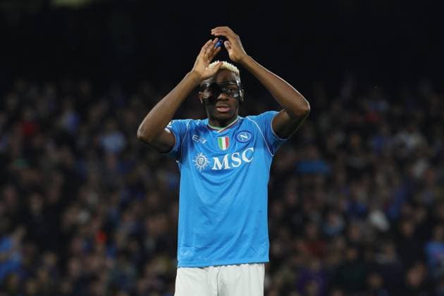 Victor Osimhen (SSC Napoli) during the UEFA CHAMPIONS LEAGUE soccer match between NAPOLI and BARCELLONA at Diego Armando Maradona Stadium in Naples, Italy - Wednesday, February 21, 2024. ( Alessandro Garofalo LaPresse )  Copyright: xAlessandroxGarofalo LaPressex