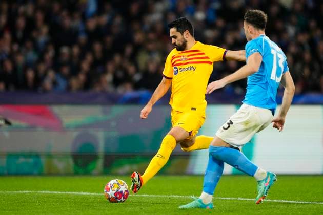 SSC Napoli v FC Barcelona, Barca Round of 16 First Leg - UEFA Champions League 2023 24 Ilkay Gundogan central midfield of Barcelona and Germany shooting to goal during the UEFA Champions League 2023 24 round of 16 first leg match between SSC Napoli and FC Barcelona at Stadio Diego Armando Maradona on February 21, 2024 in Naples, Italy. Naples Italy  Copyright: xJosexBretonx originalFilename:breton-sscnapol240221_npfWj.jpg