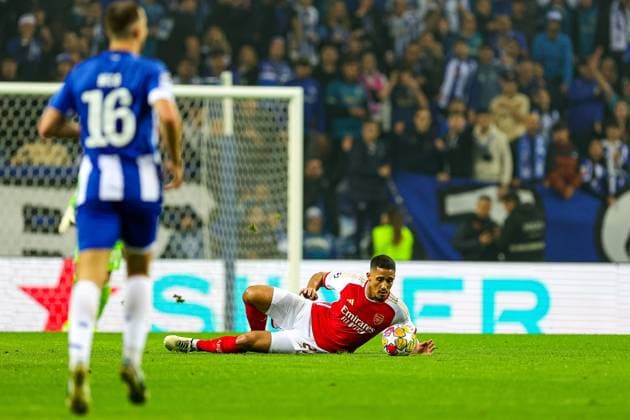 FC Porto v Arsenal Champions League 21 02 2024. William Saliba (2) of Arsenal during the Champions League match between FC Porto and Arsenal at Estadio do Dragao, Porto, Portugal on 21 February 2024. Editorial use only , Copyright: xNigelxKeenex PSI-19079-0032