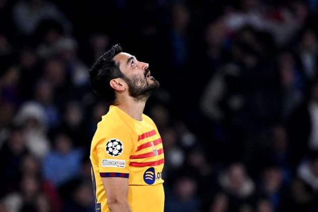 Ilkay Gundogan of FC Barcelona, Barca reacts during the Champions League football match between SSC Napoli and FC Barcelona at Diego Armando Maradona stadium in Naples (Italy), February 21st, 2024. AndreaxStaccioli