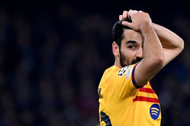 Ilkay Gundogan of FC Barcelona, Barca reacts during the Champions League football match between SSC Napoli and FC Barcelona at Diego Armando Maradona stadium in Naples (Italy), February 21st, 2024. AndreaxStaccioli