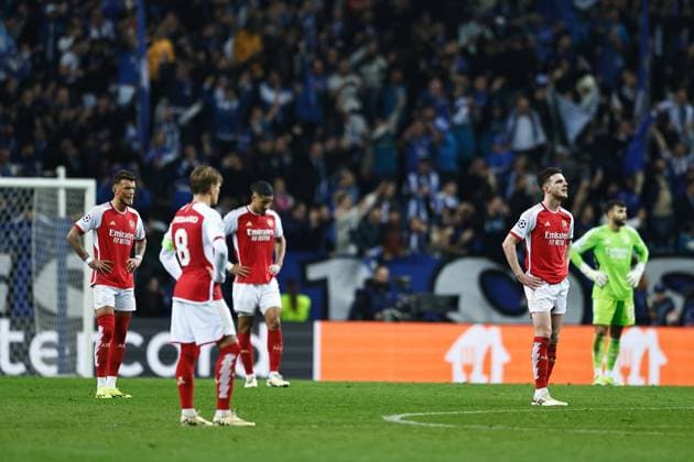Arsenal team group, Mannschaftsbild, Totale (Arsenal), FEBRUARY 21, 2024 - Football Soccer : Arsenal team group regret after Galeno s goal during UEFA Champions League Round of 16 1st leg match between FC Porto 1-0 Arsenal FC at the Estadio Do Dragao in Porto, Portugal. Noxthirdxpartyxsales  (244774816)