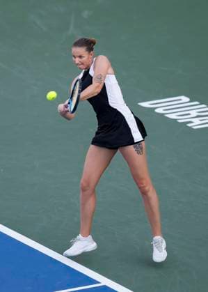 Karolina Pliskova, Tattoo, Dubai Duty Free Tennis Championships, Dubai, U A E Copyright: xJuergenxHasenkopfx