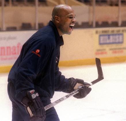October 15, 1998, Charlotte, NC, USA: Shawn Wheeler runs his players with the Charlotte Checkers through a practice session. Wheeler was a star player and later the head coach for the Charlotte Checkers. Charlotte USA - ZUMAm67_ 19981015_zaf_m67_001 Copyright: xJeffxSinerx