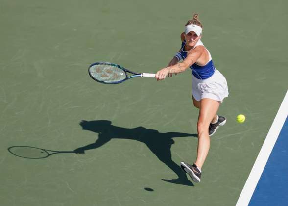 Marketa Vondrousova, Dubai Duty Free Tennis Championships, Dubai, U A E Tennis Dubai Tennis Championships 2024 WTA Dubai Duty Free Tennis Stadium Dubai United Arab Emirates 22 February 2024 Copyright: xJuergenxHasenkopfx