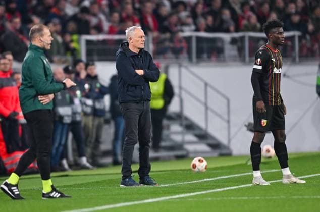 Germany, Freiburg, 22 02 2024, Europa Park Stadion, SC Freiburg vs RC Lens UEFA Europa League, Coach Christian Streich SC Freiburg looks on Freiburg Europa Park Stadion Baden Wuerttemberg Germany eu-images-738